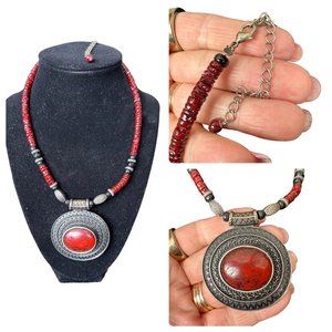 Premier Design Boho Southwest Red Spice Beaded Choker Necklace